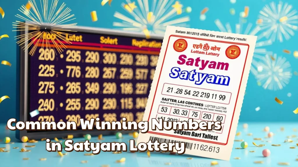 on picture is lotto card at the background with text "winning numbers on satyam lottery result"